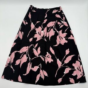 Escada Women’s Forever Romantic Floral Black Pink A Line Full Skirt 36 / 6 US